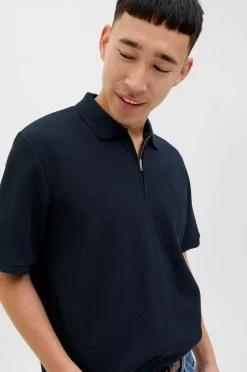 Jack & Jones Poloshirt jjeAustin Zip Polo SS Navy blazer Discount