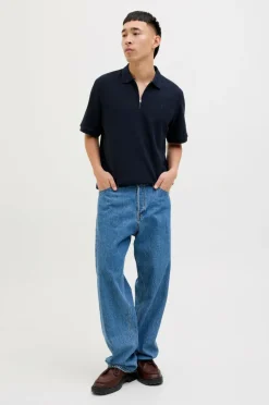 Jack & Jones Poloshirt jjeAustin Zip Polo SS Navy blazer Discount