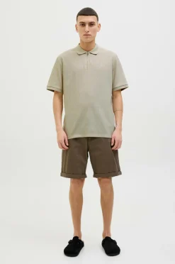 Jack & Jones Poloshirt jjeAustin Zip Polo SS Moonbeam Hot