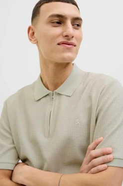 Jack & Jones Poloshirt jjeAustin Zip Polo SS Moonbeam Hot