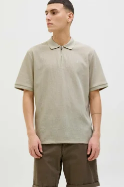 Jack & Jones Poloshirt jjeAustin Zip Polo SS Moonbeam Hot