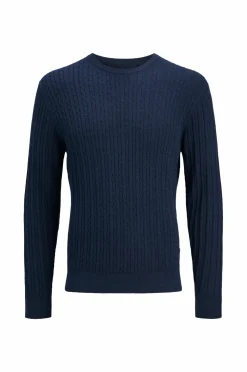 Jack & Jones Pullover jjeEmil Knit Cable Crew Neck Navy blazer
