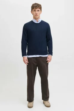 Jack & Jones Pullover jjeEmil Knit Cable Crew Neck Navy blazer