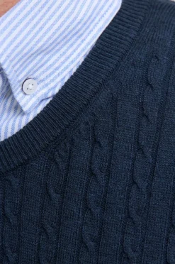 Jack & Jones Pullover jjeEmil Knit Cable Crew Neck Navy blazer