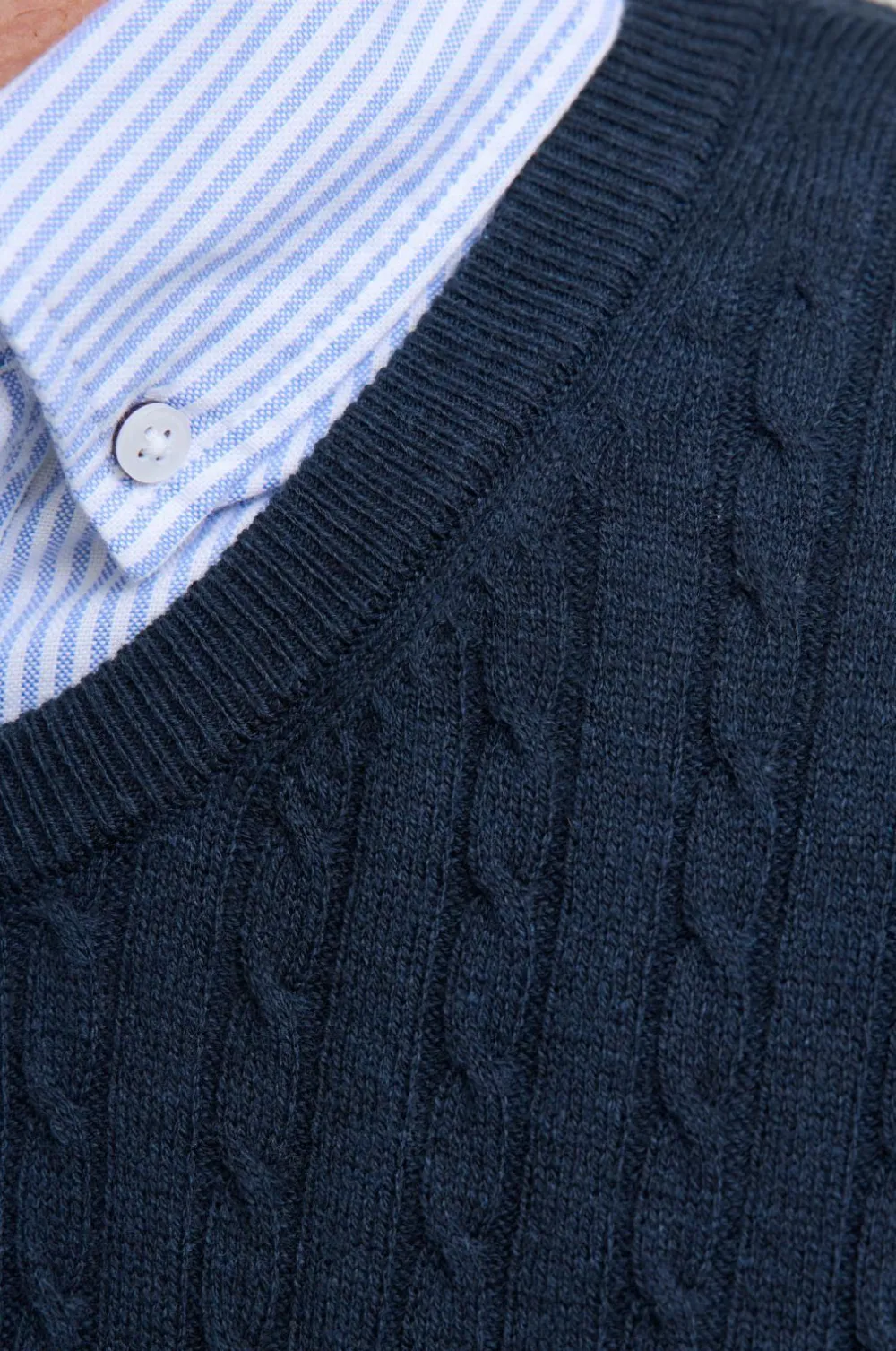 Jack & Jones Pullover jjeEmil Knit Cable Crew Neck Navy blazer