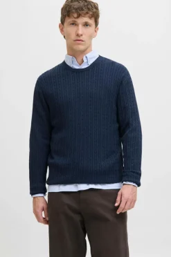 Jack & Jones Pullover jjeEmil Knit Cable Crew Neck Navy blazer