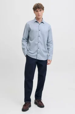 Jack & Jones Skjorte jprBlaparker Melange L/S Shirt BF S Navy blazer
