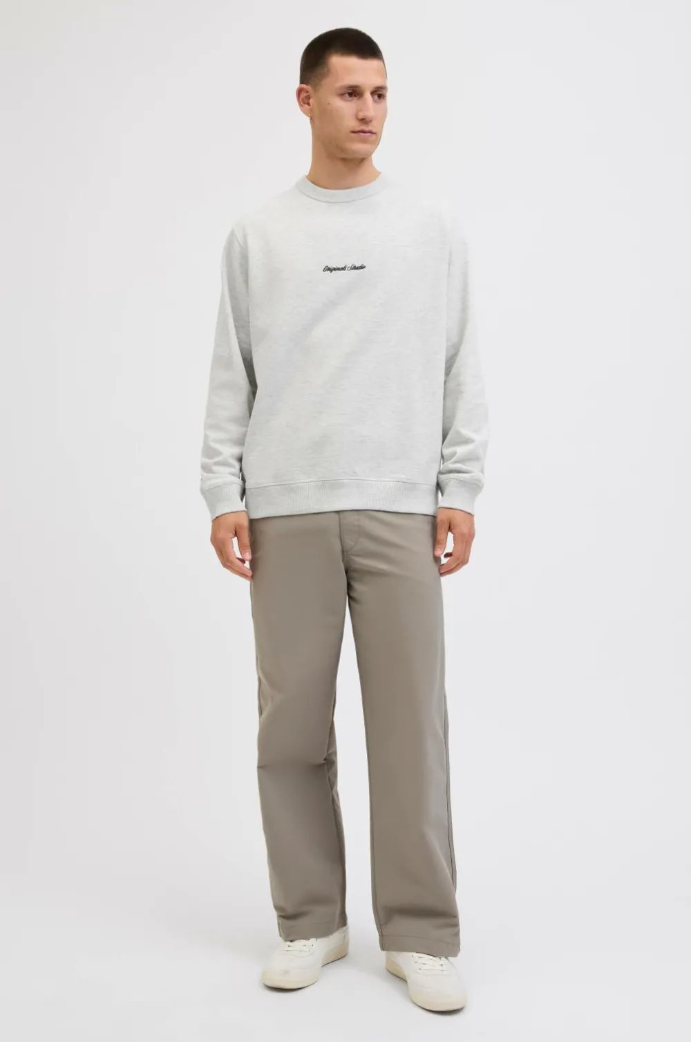 Jack & Jones Sweatshirt jorNorrebro Emb Sweat Crew White melange New