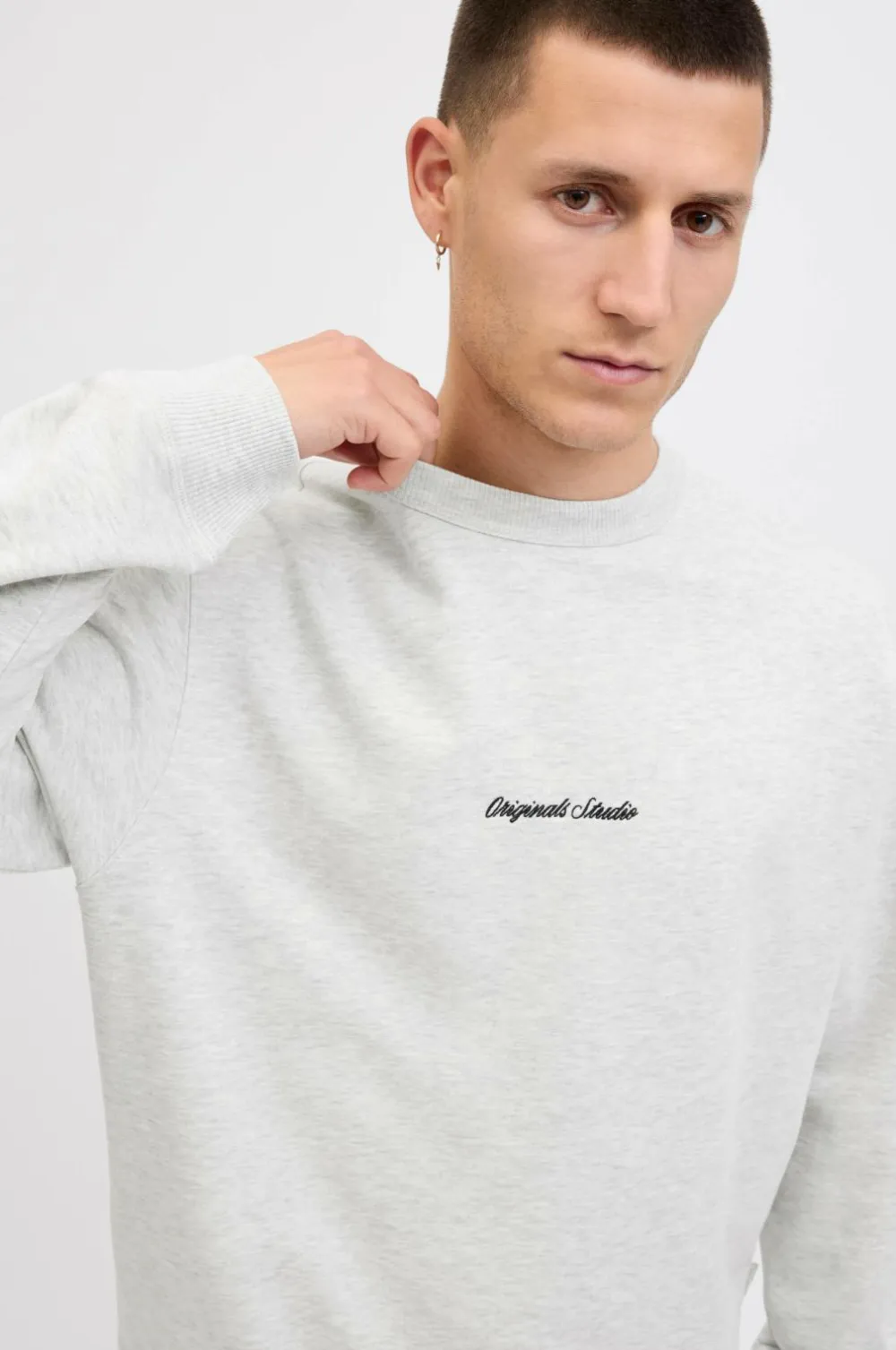 Jack & Jones Sweatshirt jorNorrebro Emb Sweat Crew White melange New