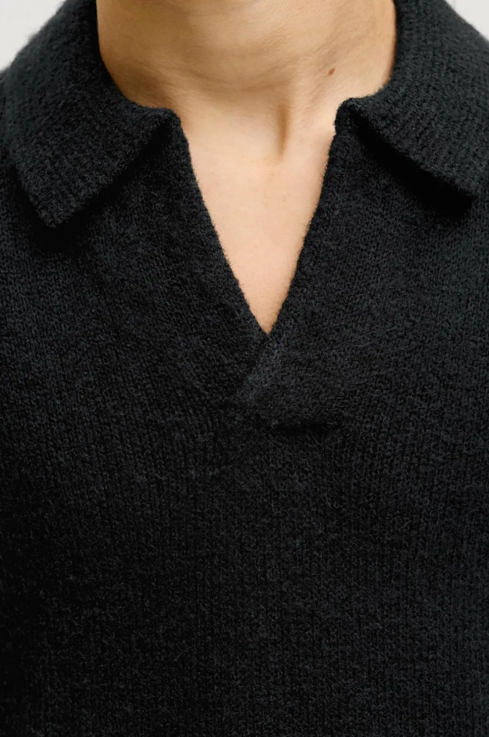 Jack & Jones Trøjer & Cardigans>Junior Pullover jjoho Ollie Knit Split Neck Jnr Black