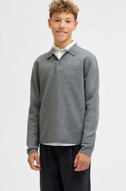 Jack & Jones Junior Pullover jprBlabradfort Knit Polo LN Jnr Medium grey melange Best