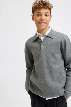 Jack & Jones Junior Pullover jprBlabradfort Knit Polo LN Jnr Medium grey melange Best