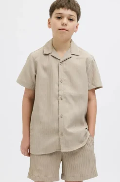 Jack & Jones Junior Skjorte jjMassimo Resort Shirt SS Jnr Oxford tan New