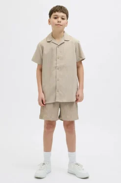 Jack & Jones Junior Skjorte jjMassimo Resort Shirt SS Jnr Oxford tan New