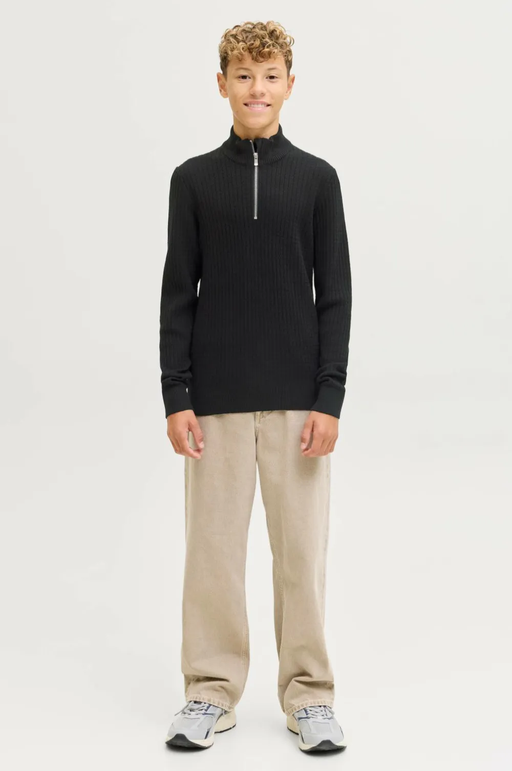 Jack & Jones Junior Turtleneck trøje jprBlubarkley Knit Half Zip Jnr Black New