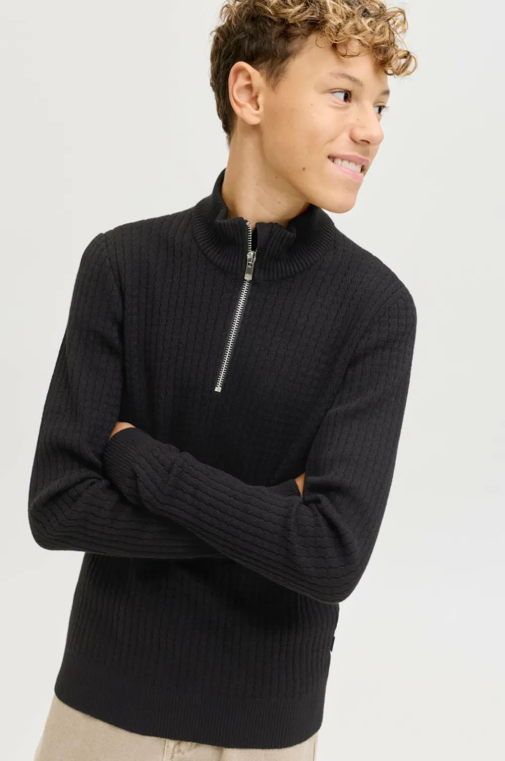 Jack & Jones Junior Turtleneck trøje jprBlubarkley Knit Half Zip Jnr Black New