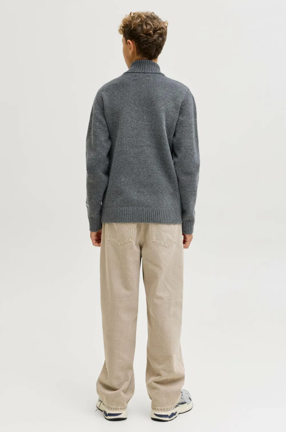Jack & Jones Junior Trøje jorNorrebro Knit Half Zip Jnr Dark grey melange Outlet