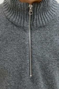 Jack & Jones Junior Trøje jorNorrebro Knit Half Zip Jnr Dark grey melange Outlet