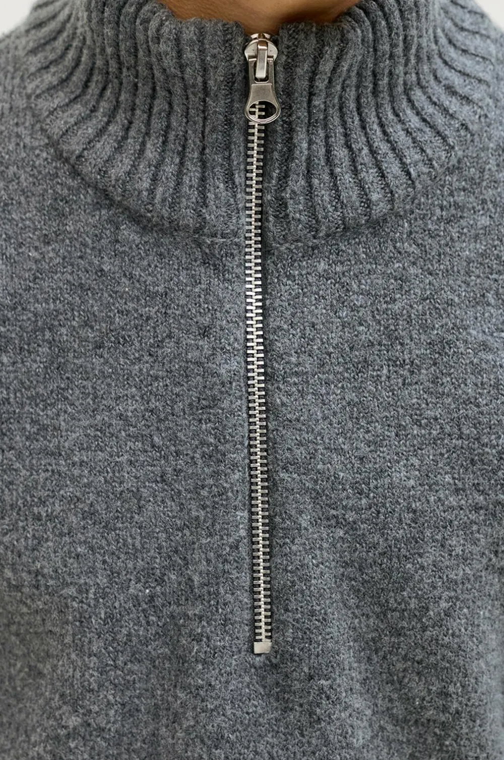Jack & Jones Junior Trøje jorNorrebro Knit Half Zip Jnr Dark grey melange Outlet