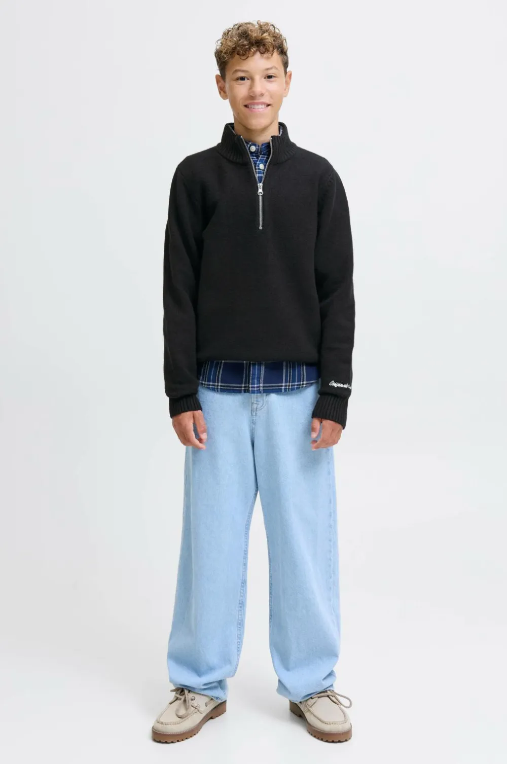 Jack & Jones Junior Trøje jorNorrebro Knit Half Zip Jnr Black Outlet