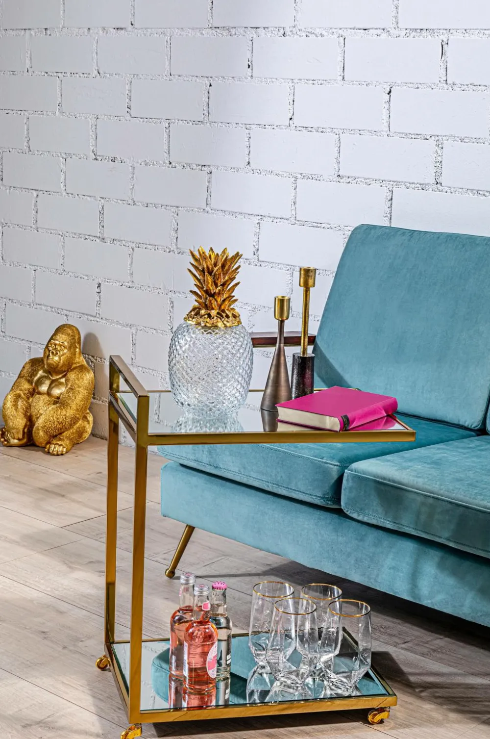 KARE Design Småopbevaring>Dekorativ beholder Pineapple Transparent guldfarve krom