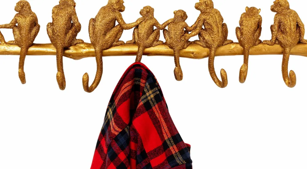 KARE Design Entrémøbler>Knagerække Monkey Hook Transparent guldfarve krom