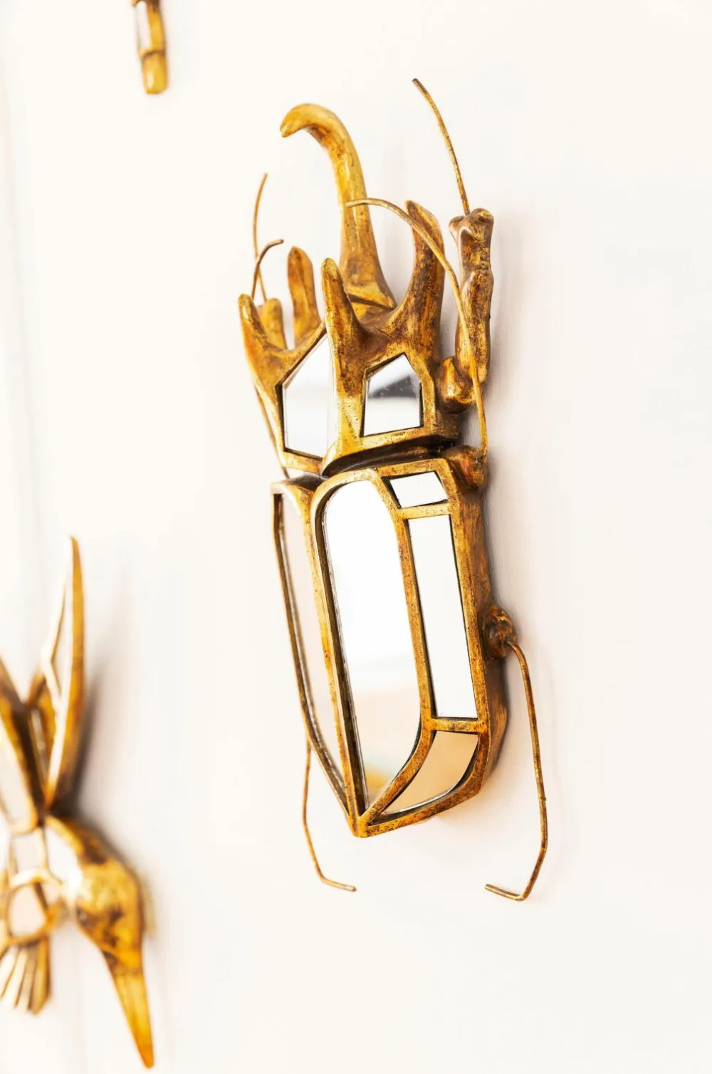 KARE Design Pynteting>Vægdekoration spejl Beetle Transparent guldfarve krom