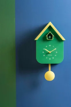 Karlsson Vægur Dupla Color Cuckoo Retro grøn og blød gul Discount