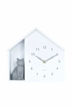 Karlsson Vægur Sitting Cat Hvid Hot
