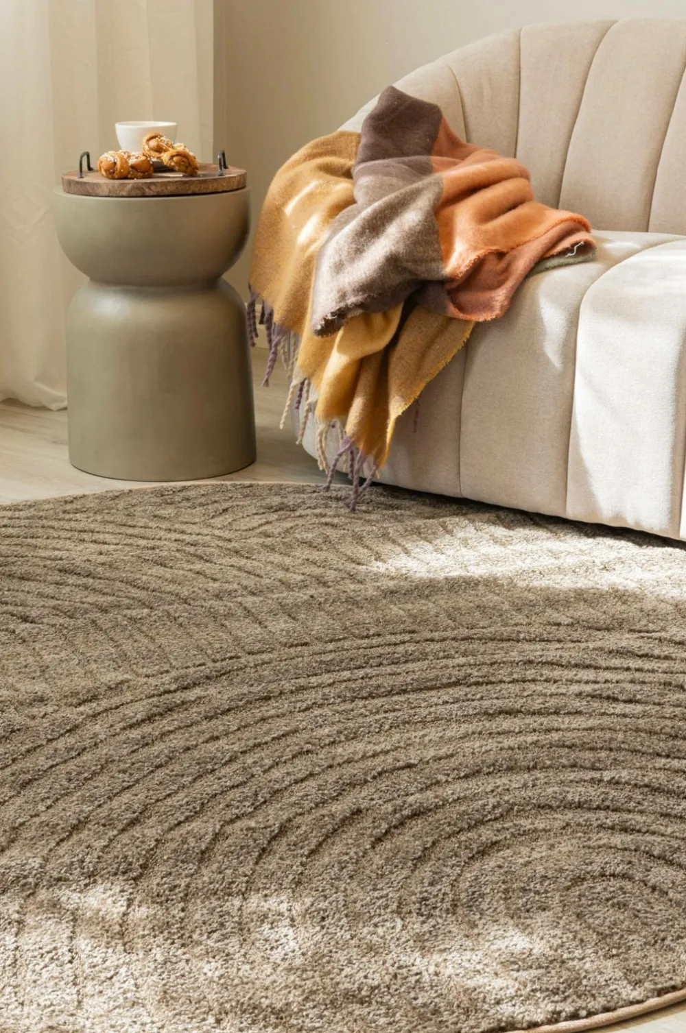 KM Home Luvtæppe Genova Zen rund Mocca Online