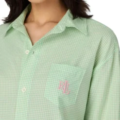 Lauren Ralph Lauren Pyjamasskjorte Lrl L/S Roll Tab His Sleepshirt Green check Online