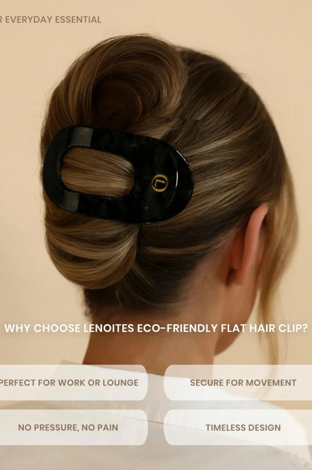 Lenoites Håraccessories>Eco-Friendly Flat Hair Clip Space Black