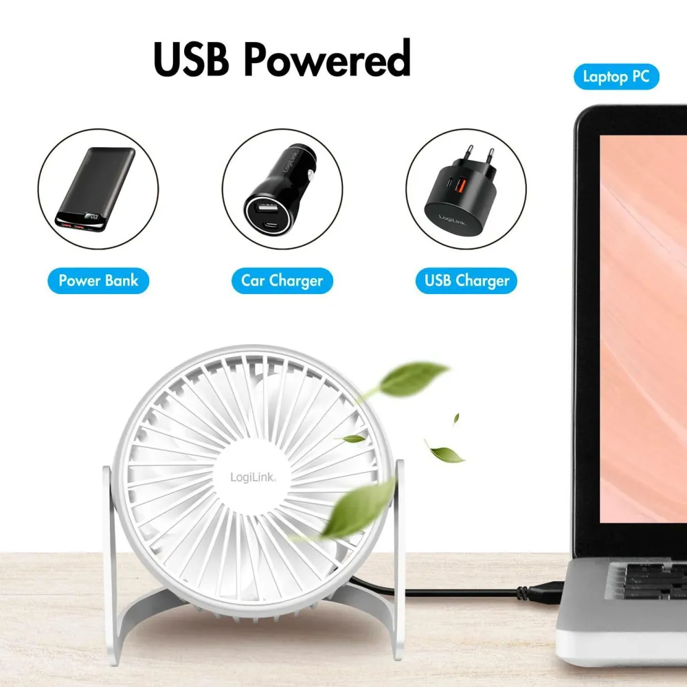 LogiLink USB Bordventilator ø 12,7 cm No color Hot