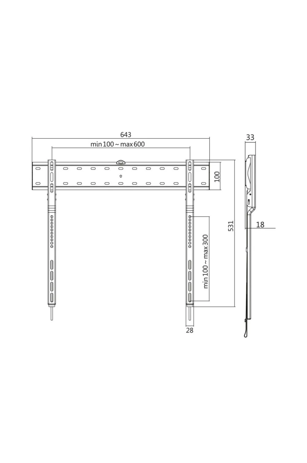 LogiLink Vægbeslag TV 43-80" Fast. Ultra slim 18 mm Sale