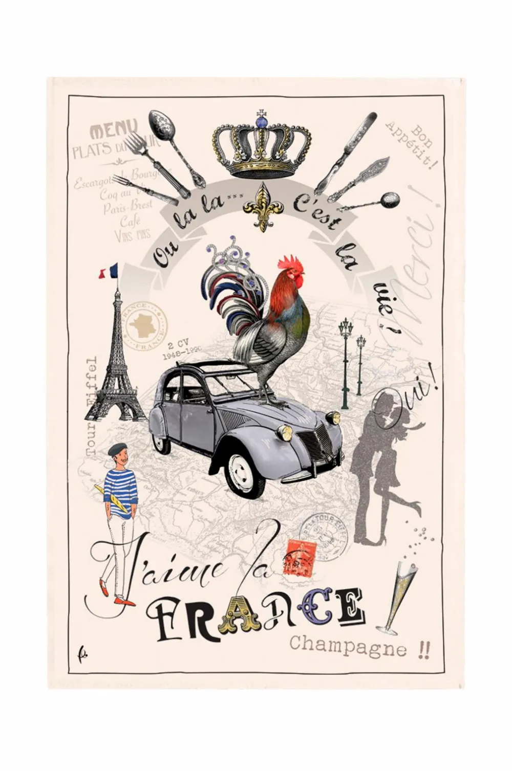 Maison Vivaraise Køkkenhåndklæde France Panorama 48 X 72 Multi Online