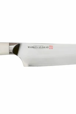 Markus Aujalay Køkkenknive & Knivtilbehør>Japansk Knivsæt Damaskus 2 dele Nikkelpletteret messing