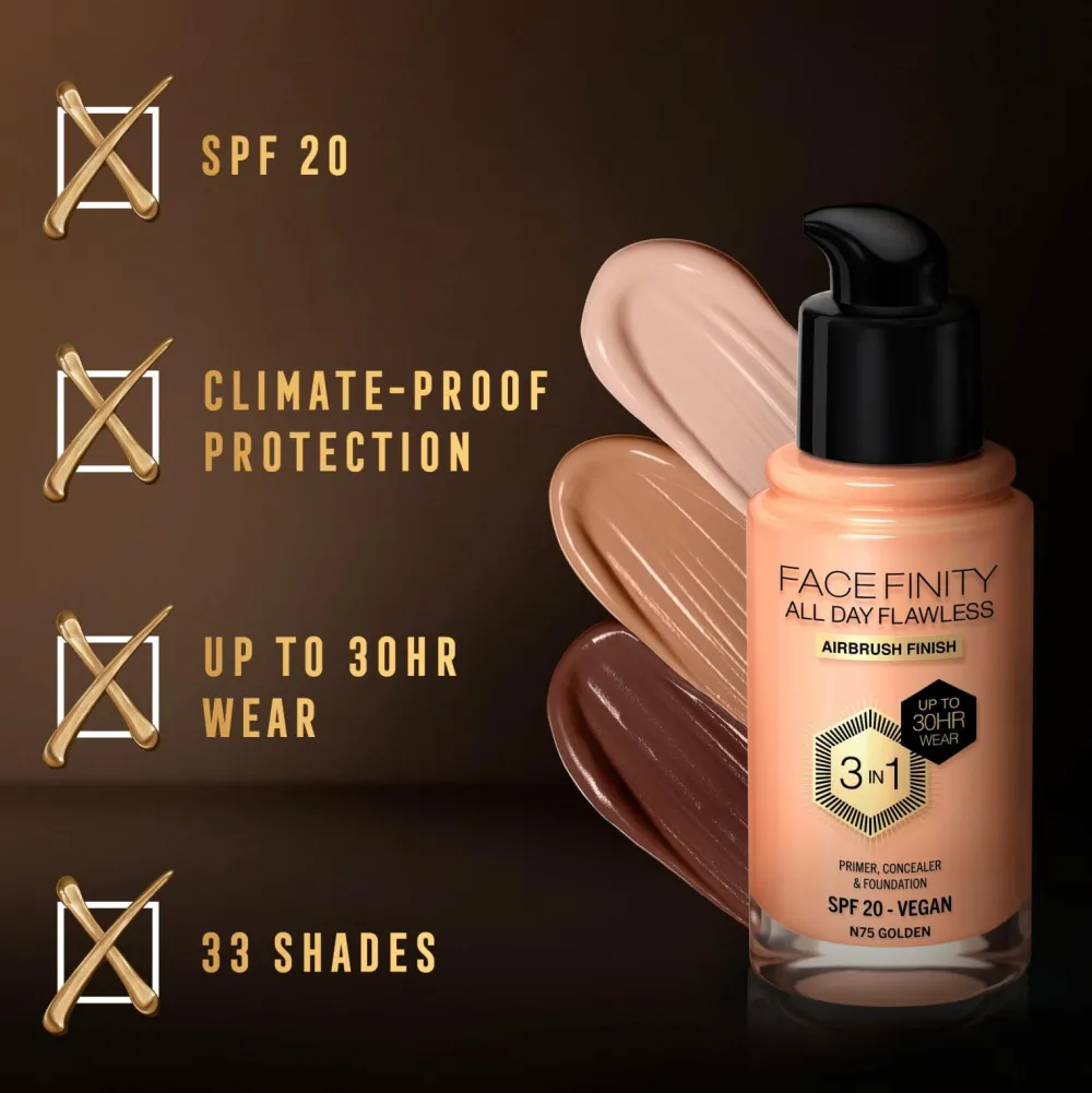 Max Factor Ansigt>All Day Flawless 3in1 Foundation 75 Golden