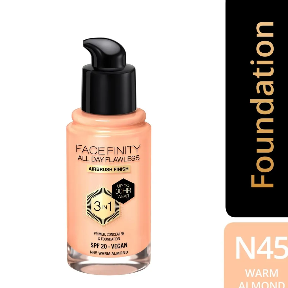 Max Factor Ansigt>All Day Flawless 3in1 Foundation 45 Warm almond
