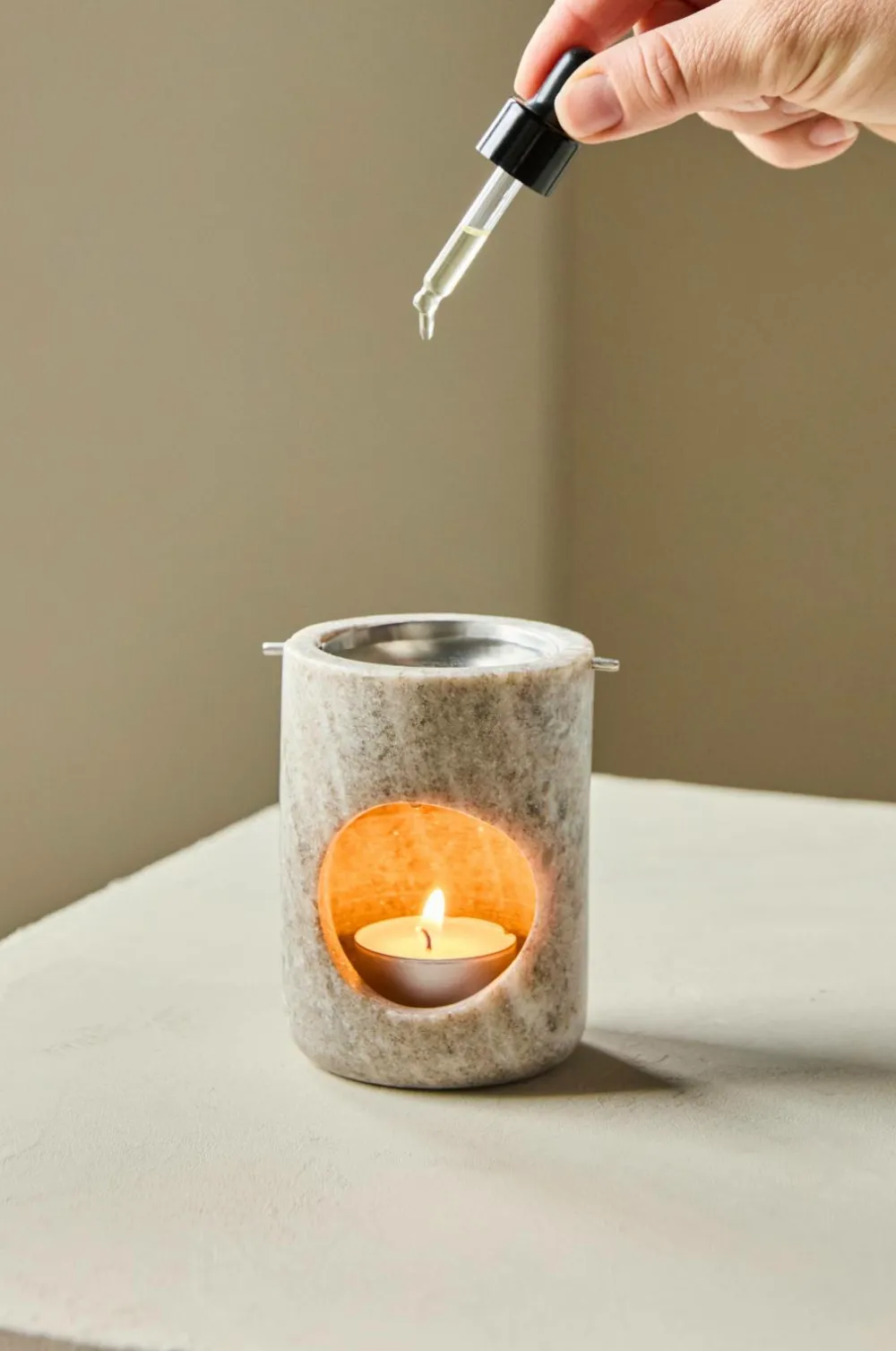 Meraki Rumduft>Oil Burner Marble/Silver