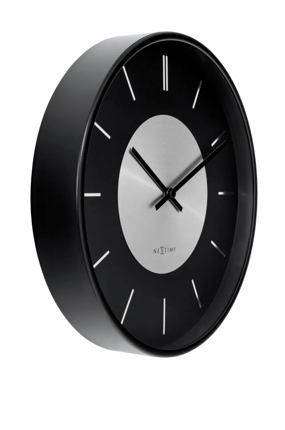 NeXtime Vægure>Vægur Retro Ii Stripes 25 cm Sort/sølv