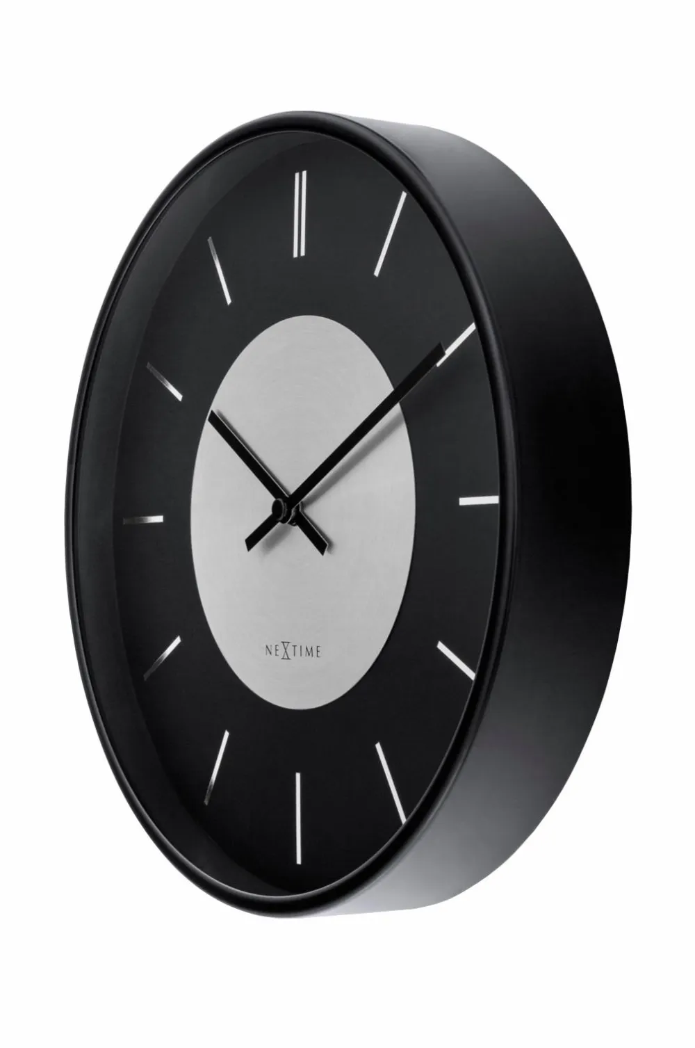 NeXtime Vægure>Vægur Retro Ii Stripes 25 cm Sort/sølv