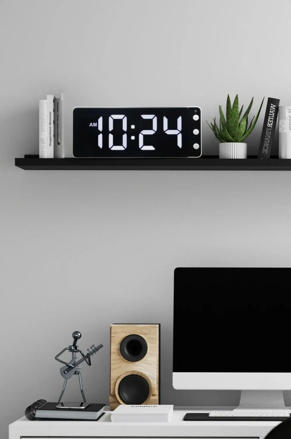 NeXtime Vægure>Vægur/bordur Digital 27 cm Svart/Röd Sort/hvid