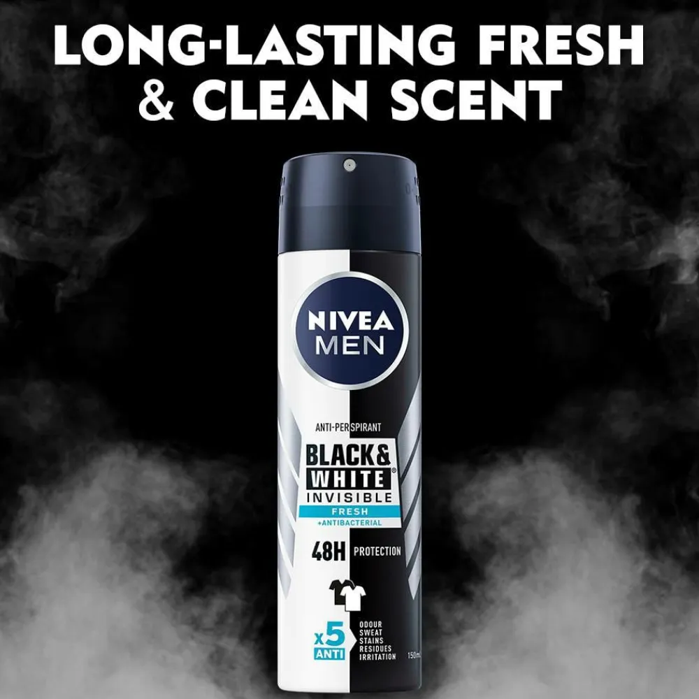 Nivea Antiperspirant Deo Spray Black & White Fresh 150 ml No color Best