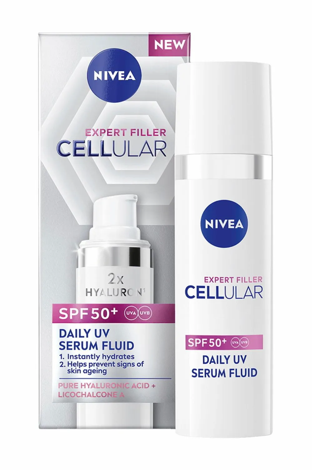 Nivea Cellular Expert Filler SPF50+ Daily UV Serum Fluid 30Ml No Color New