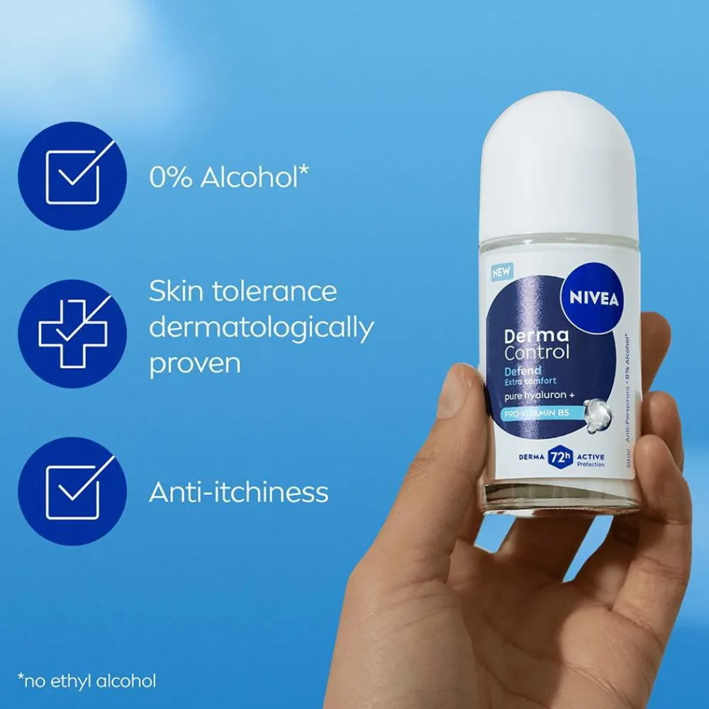 Nivea Kropspleje>Derma Control Defend Roll On 50 Ml No Color