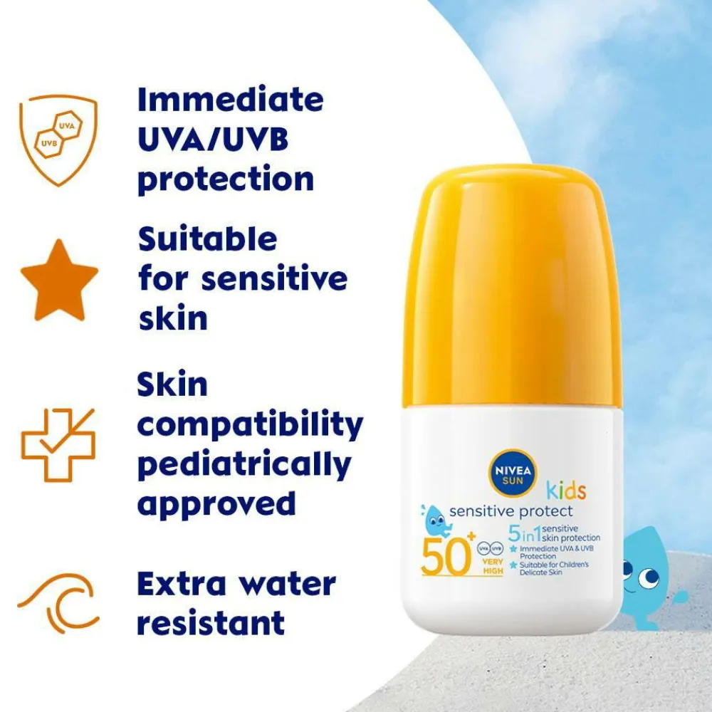 Nivea Kids Sensitive Sun Roll On Spf 50+ 50Ml No Color Hot