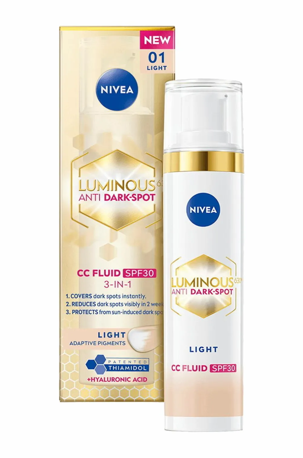 Nivea LUMINOUS630 Anti Dark-Spot Cc Fluid 3-I-1 40Ml Light New