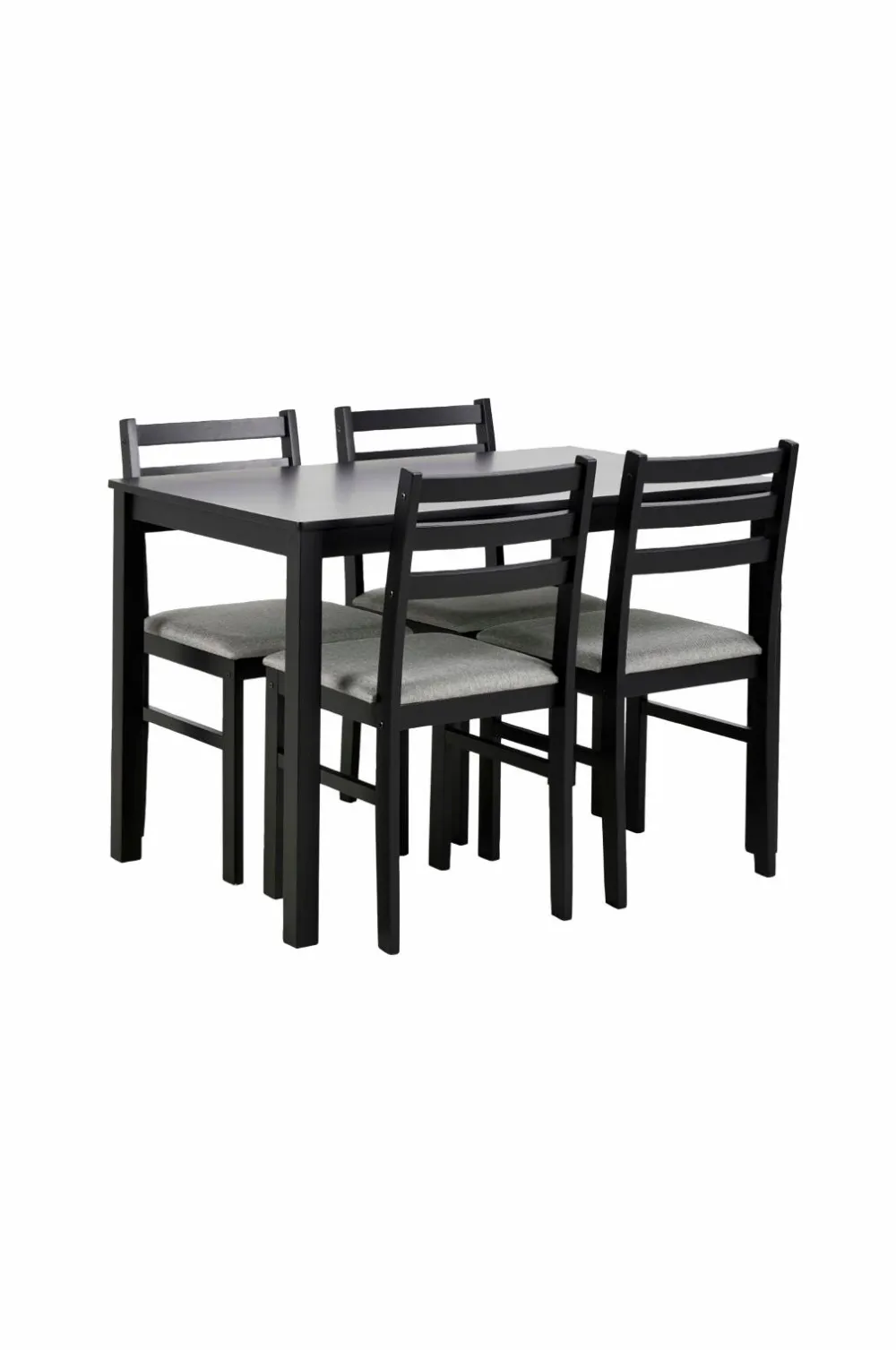 NORDFORM Alicante rektangulært spisebordssæt med bord og 4 stole, 110x70x74,5 cm mat sort 41174 Online