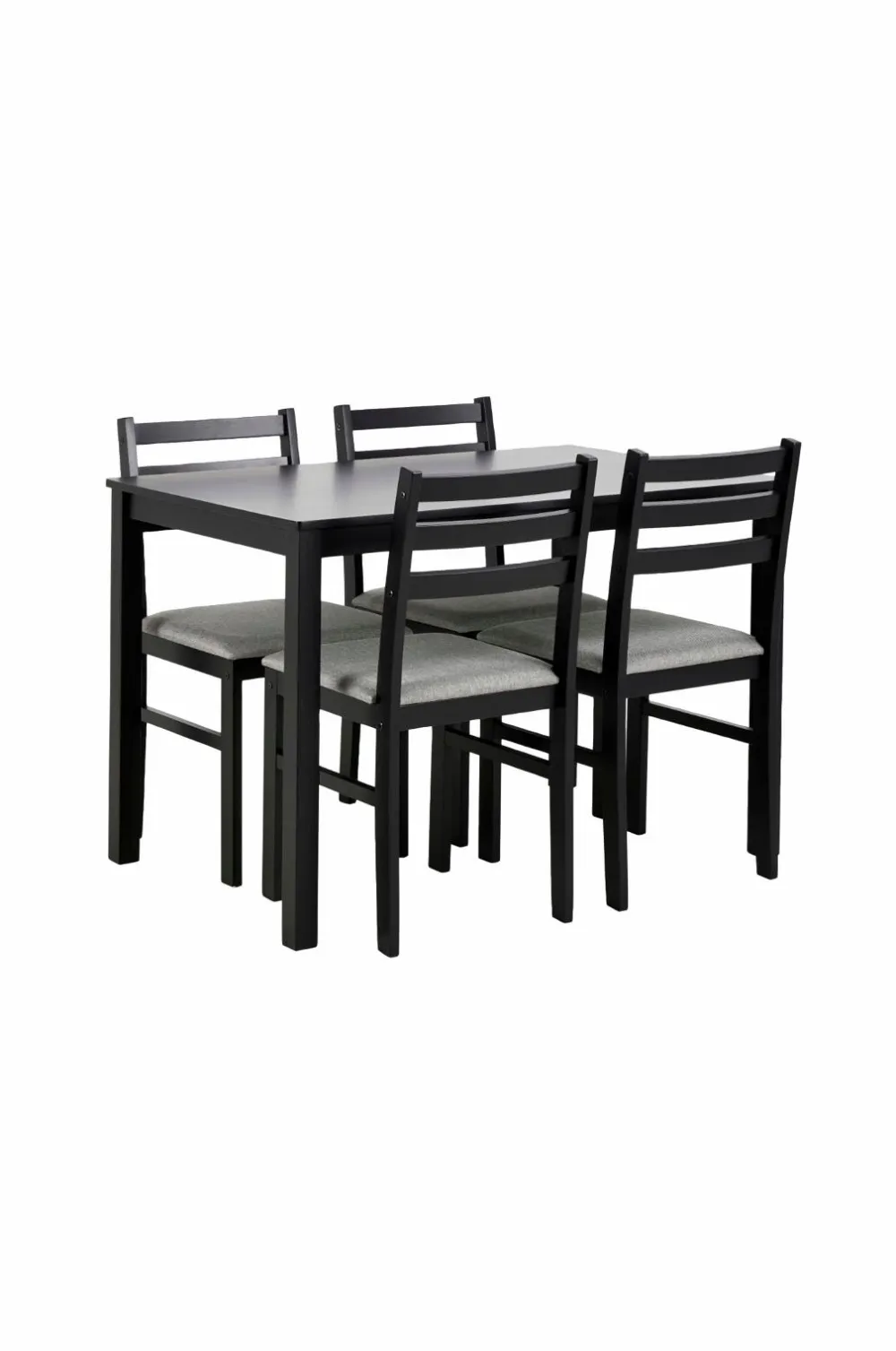 NORDFORM Alicante rektangulært spisebordssæt med bord og 4 stole, 110x70x74,5 cm mat sort 41174 Online