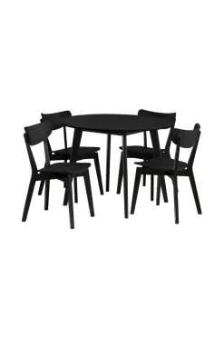NORDFORM Roxby spisebordssæt med bord og 4 stole, 105x105x76 cm mat sort 40888